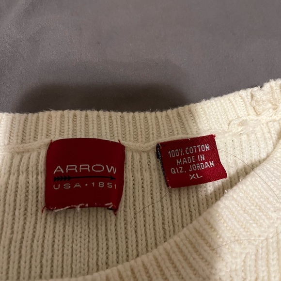 ARROW MEN'S  Cream PULLOVER SWEATER  EXTRA LARGE - Picture 6 of 6
